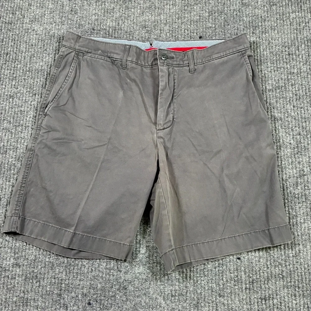 Cremieux 38 Mens Chino Shorts Size 32 Gray Stretch Cotton Flat Front Casual